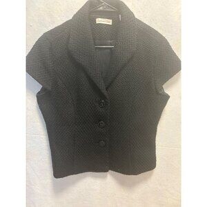 Coldwater Creek Womens Black Short-Sleeve Jacket Size 14 Wool Blend